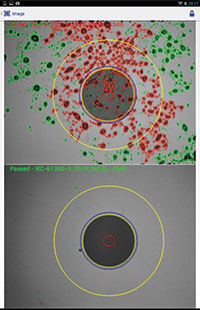 Figure 1. Paired image of a connector that failed first (top) then passed after cleaning (bottom). 